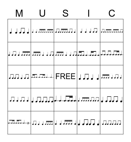 Rhythm Bingo Card
