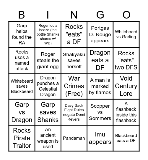 God Vally Bingo Card