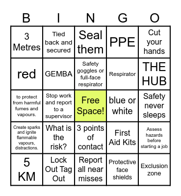 SAFETY BINGO Card