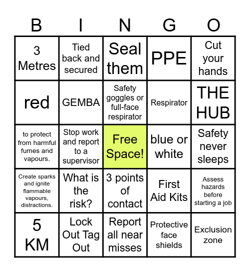 SAFETY BINGO Card
