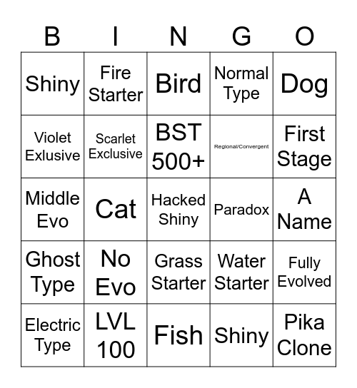 Surprise Trade BINGO Card