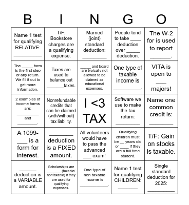 GM #1! Bingo Card
