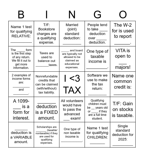 GM #1! Bingo Card