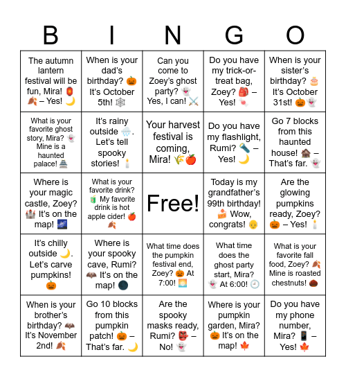 B8 L 1-9 Review Your monster parade is coming, Zoey! 🧟🎉 Bingo Card