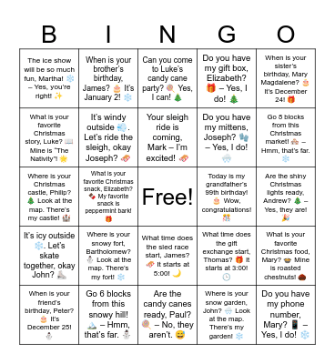 B18 L20 Xmas Review Bingo Card