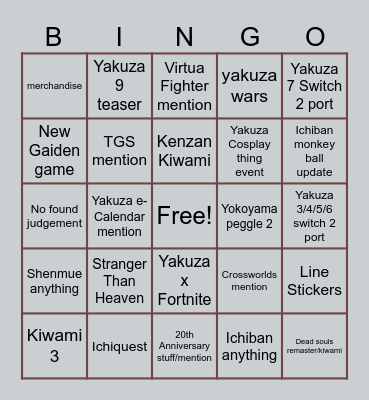 RGG BINGO Card