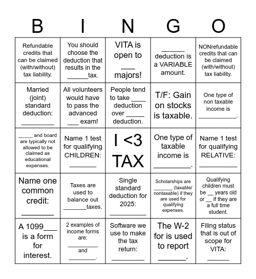 GM #1 Bingo Card