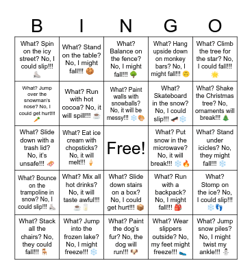 B18 L2 What? Stomp on the ice? No, I could slip!!! ❄️👣 Bingo Card