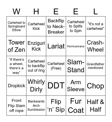 Jack Cartwheel Bingo Card