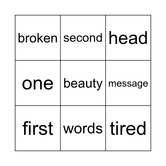Music Bingo Card
