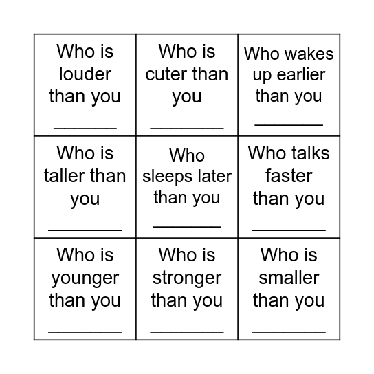 Find Someone... Bingo Card