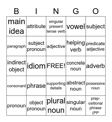 Language Exclamation/CREW Bingo Card