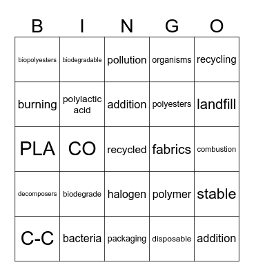 Polymer Bingo Card