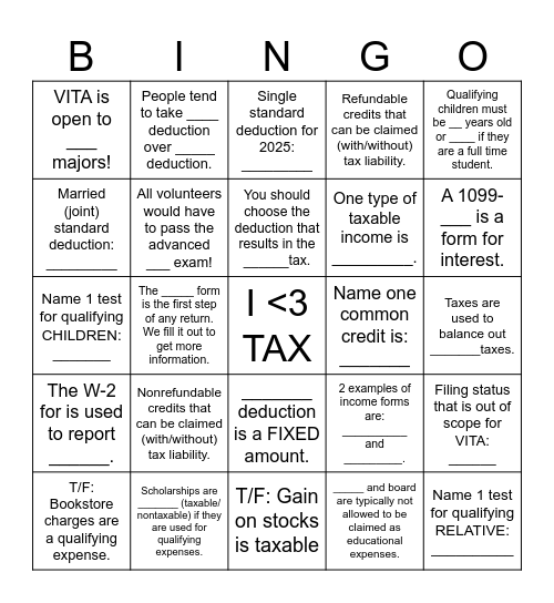 GM #1 Bingo Card