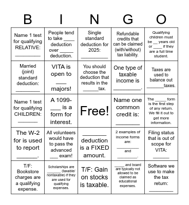 Gm 1 Bingo Card