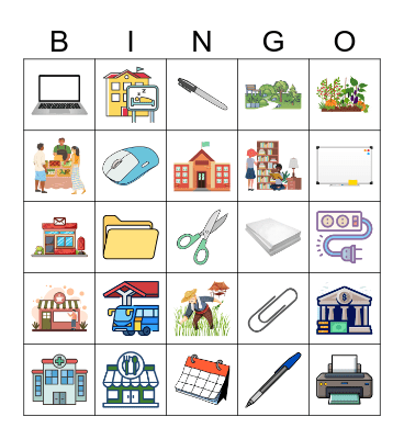 Office and Places Bingo Card