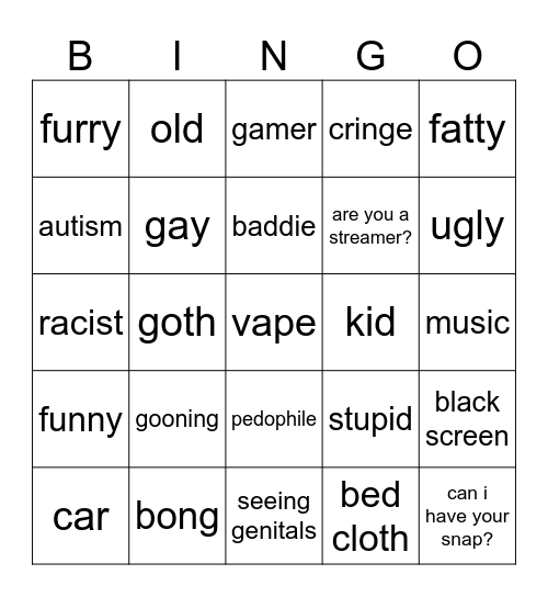 Omegle Bingo Card