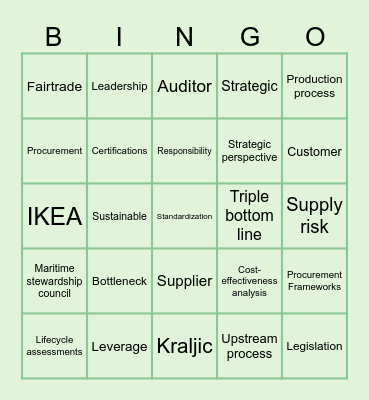 Procurement Bingo Card