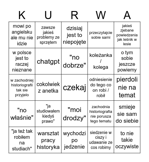 dębowy bingo edycja druga Bingo Card