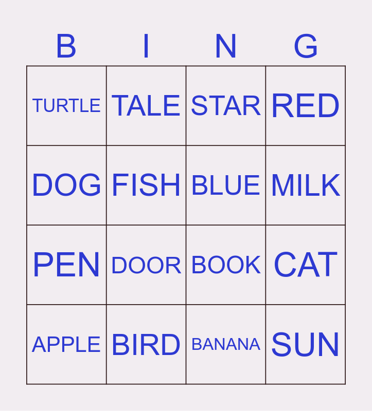 Let's play Bingo! Bingo Card