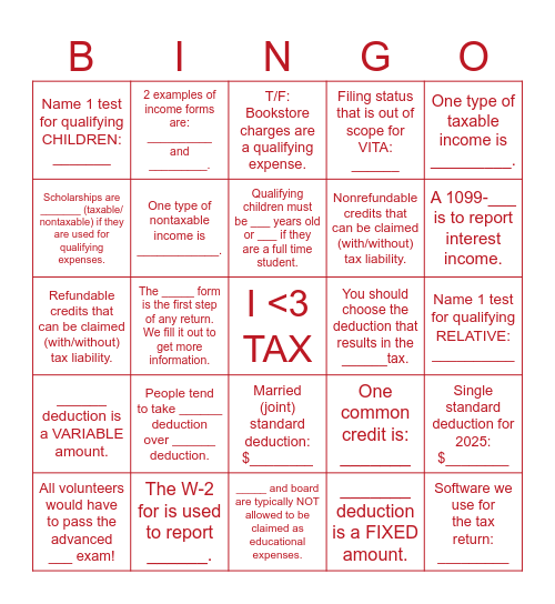 GM #1 Bingo Card