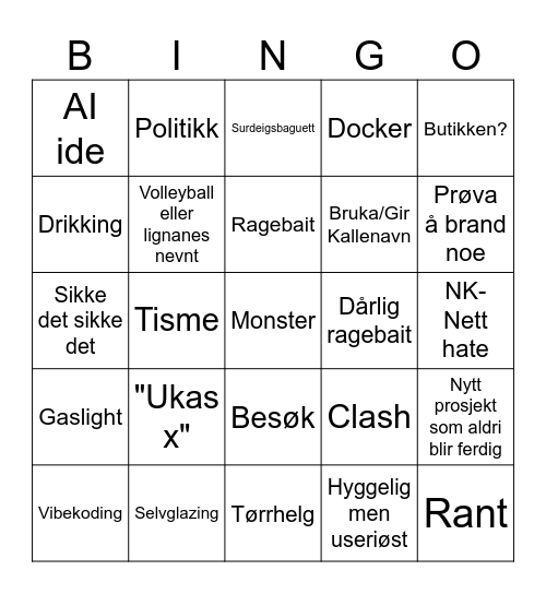 Patrick bingoen Bingo Card