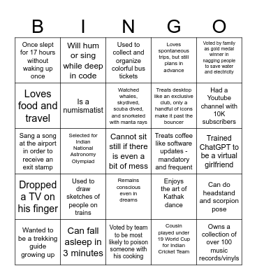 Who am I Bingo Card