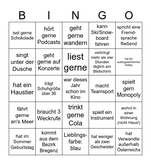 TEAM Bingo Card