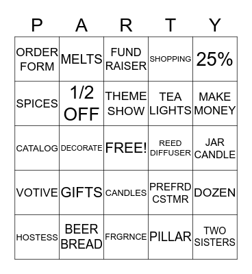 PartyLite Bingo! Bingo Card