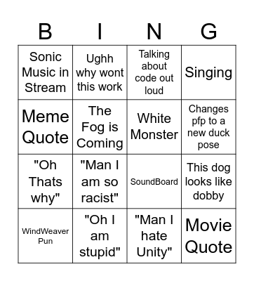 Anon Call Bingo Card Bingo Card