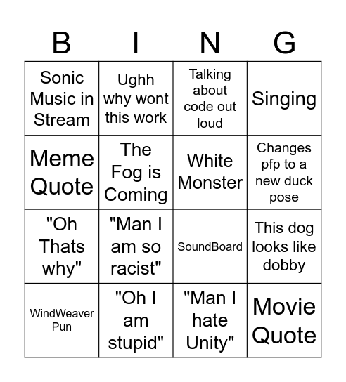 Anon Call Bingo Card Bingo Card