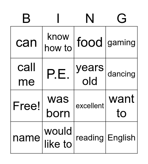 Untitled Bingo Card