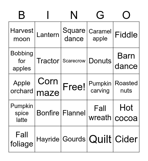 Fall Fun Fest Company Party!!! Bingo Card
