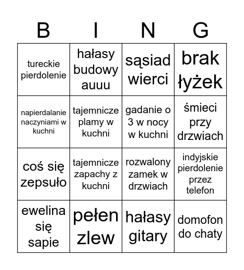 Janickiego Bingo Card