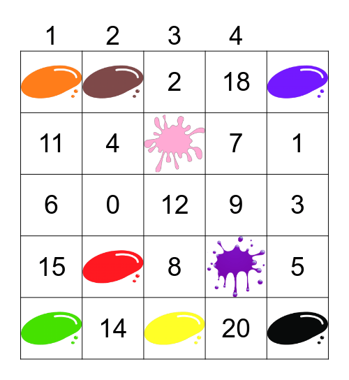 Vegetables and Colors Bingo Card