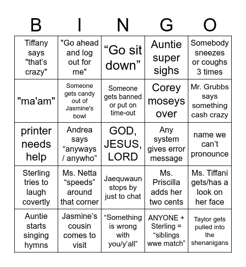 sometimes it be like that Bingo Card