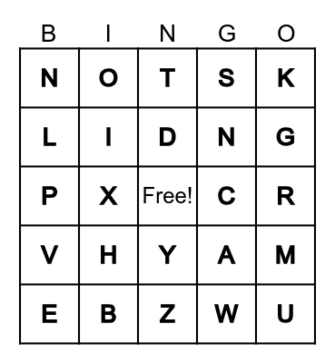 Letter Sounds BINGO Card