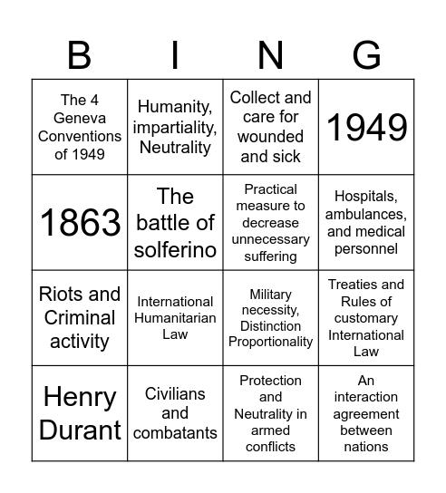 IHL Bingo Card