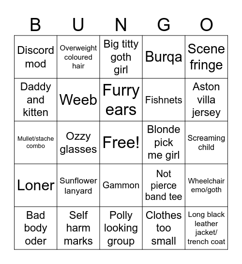 Pierce the Spoons Bingo Card
