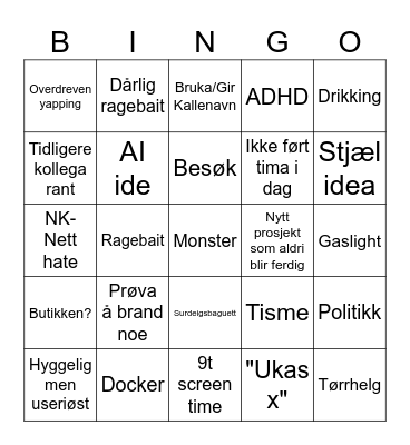 Patrick Bingoen Bingo Card