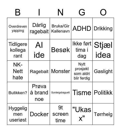 Patrick Bingoen Bingo Card