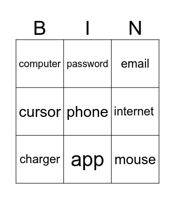 Digital Technology Bingo Card