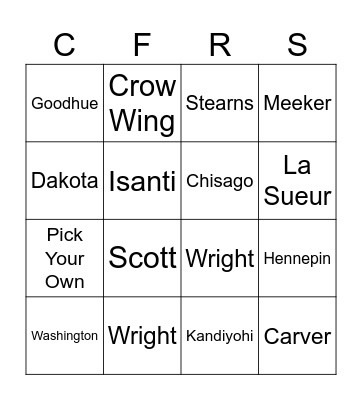 CFR Transfer Bingo Card