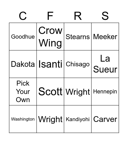 CFR Transfer Bingo Card