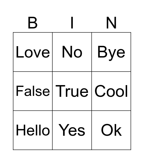 Patri Bingo Card