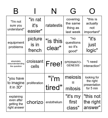 BPR bingo Card