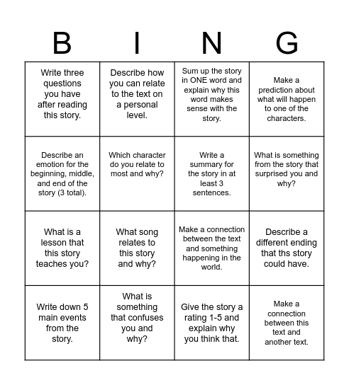 Annotation Bingo Card