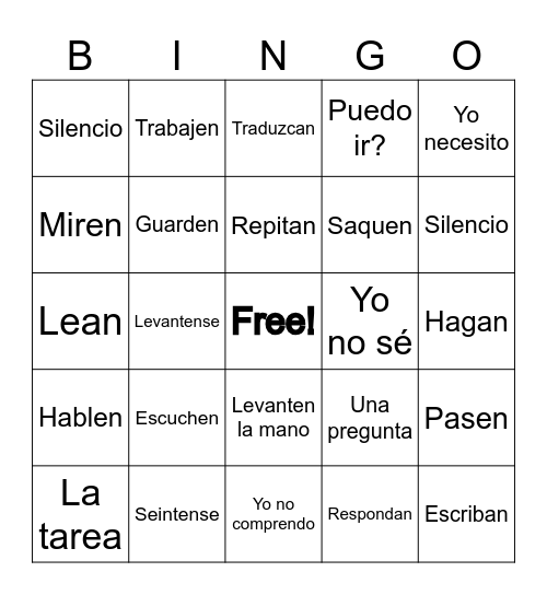 Expresiones de la clase Bingo Card