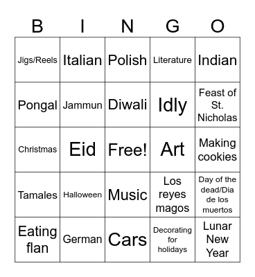 Half Hour Hangout Bingo Card