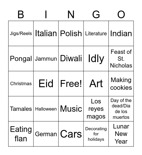 Half Hour Hangout Bingo Card